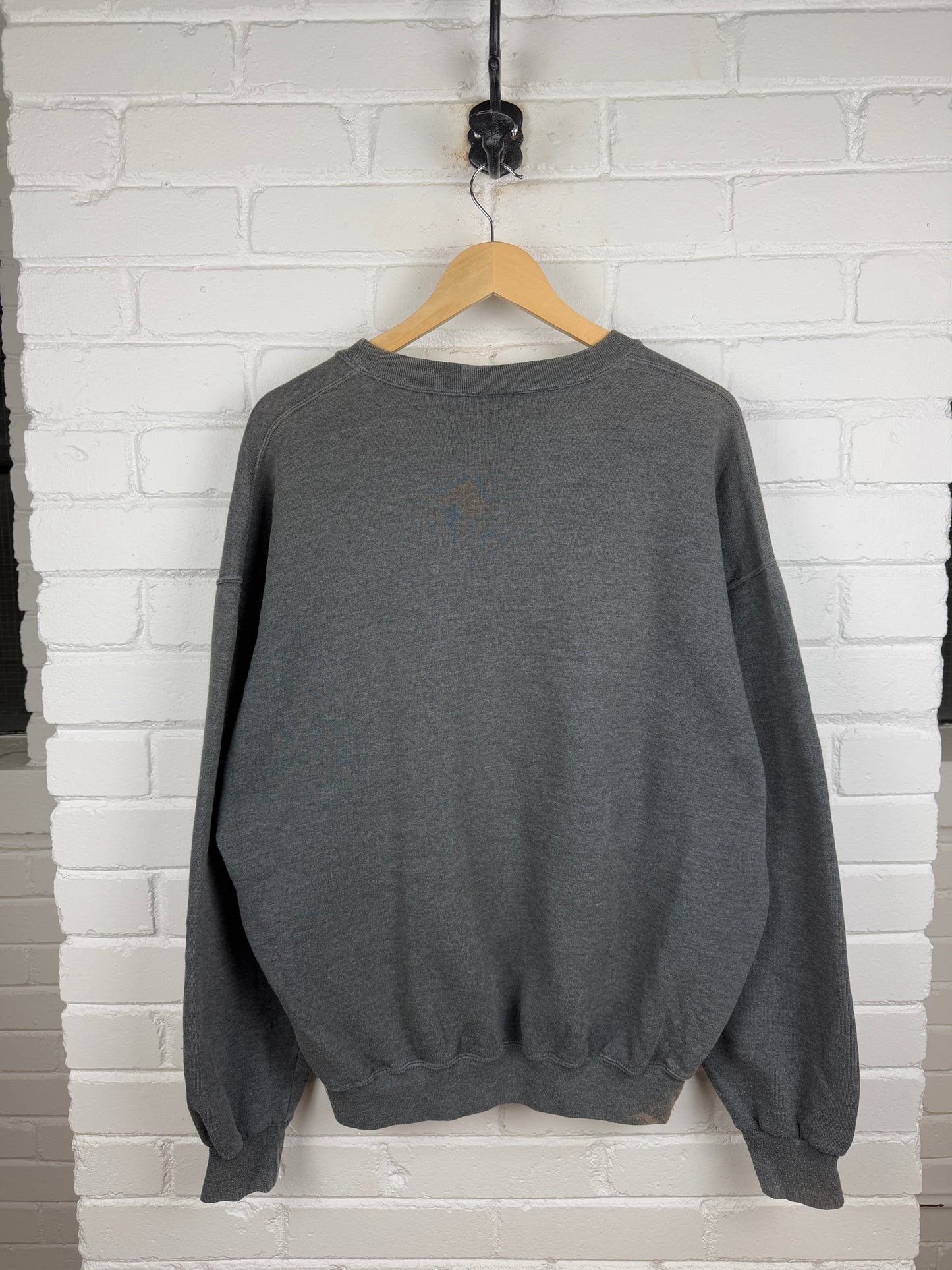 Vintage Russell Athletic Cropped Boxy Fit Blank Crewneck Sweatshirt Size XL Charcoal Gray