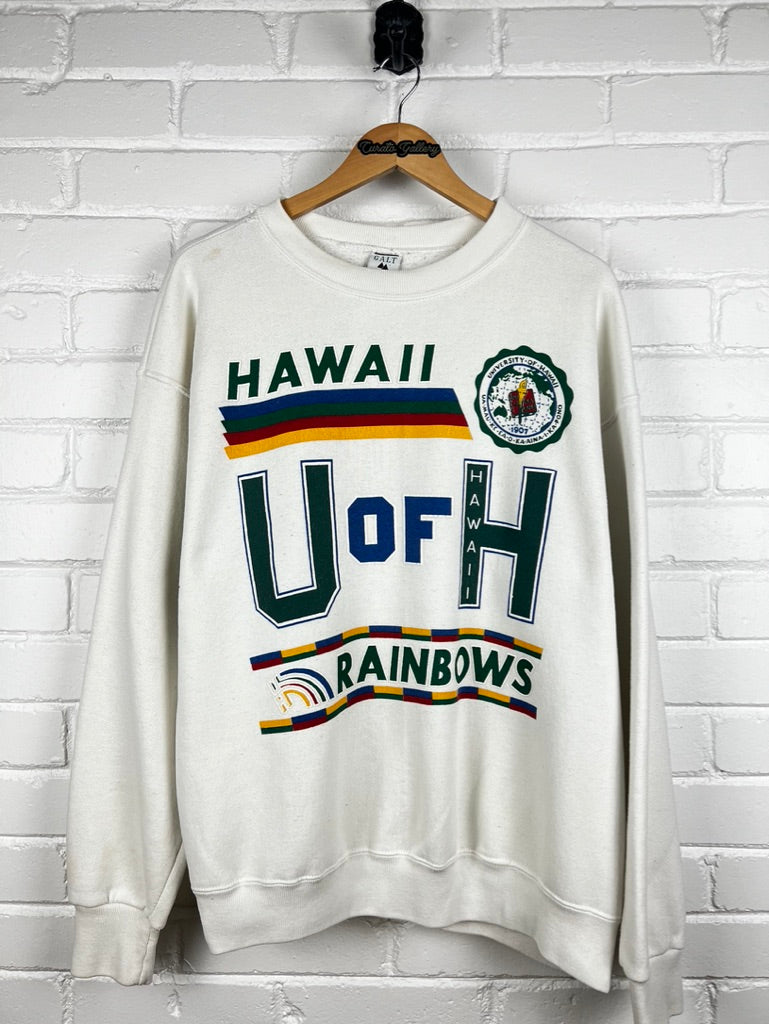 Vintage 90s University of Hawaii Rainbows Big Graphic Collegiate Sweatshirt Size XL
