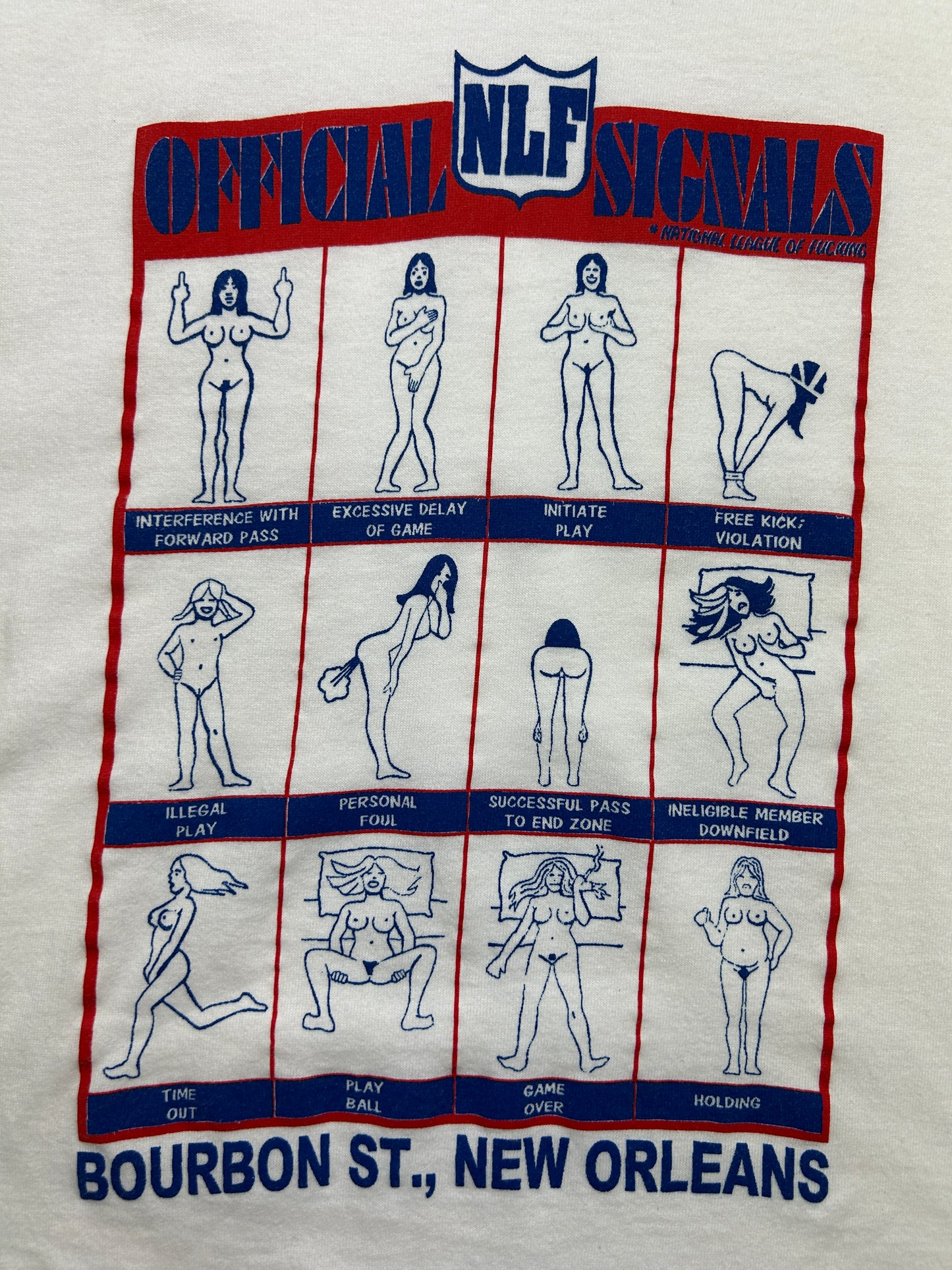 Vintage 90s NLF National League Of F***ing Official Signals Parody Sex T Shirt Size L