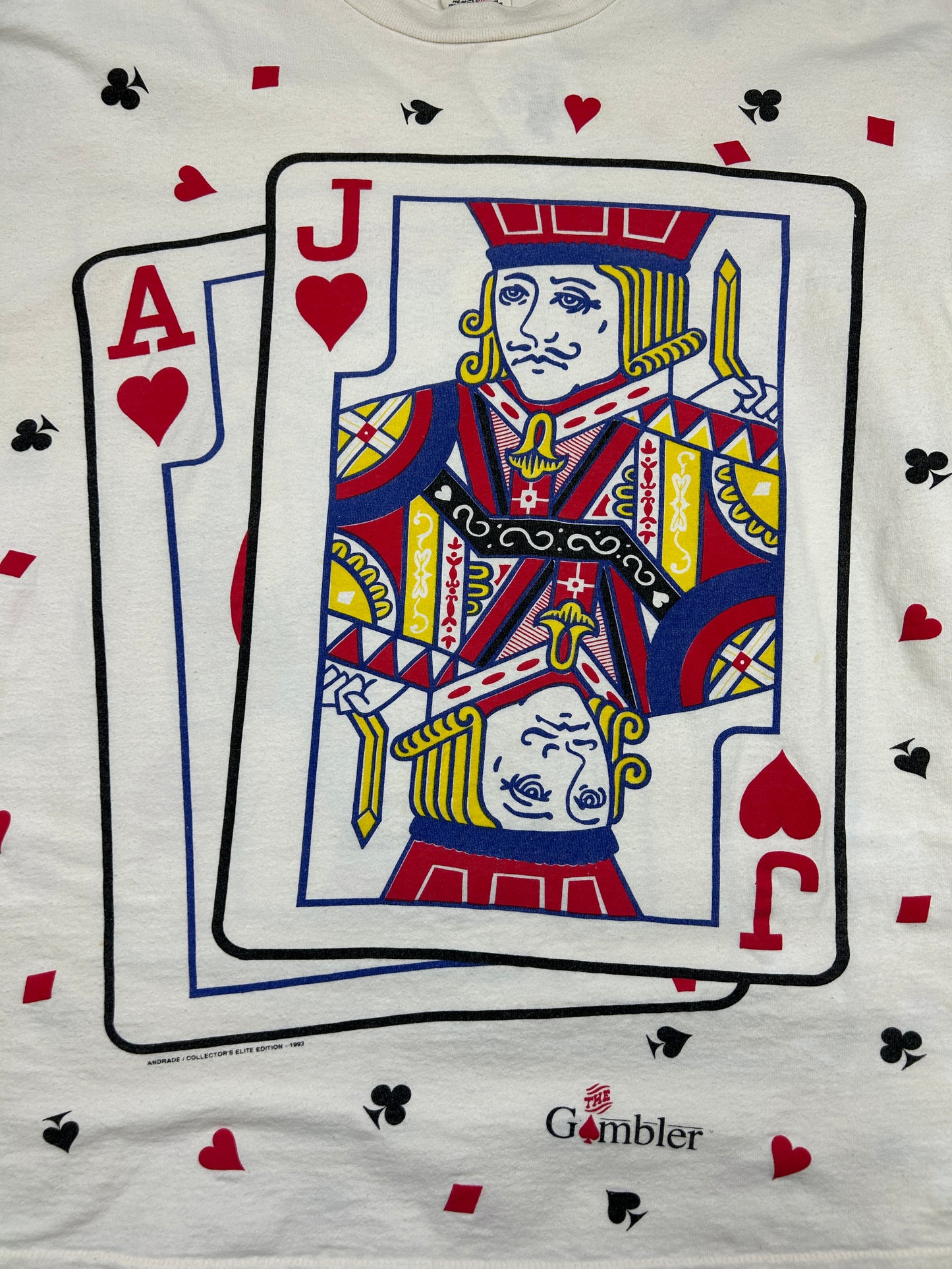 Vintage 1993 The Gambler Face Cards All Over Print Gambling T Shirt Size XL 90s