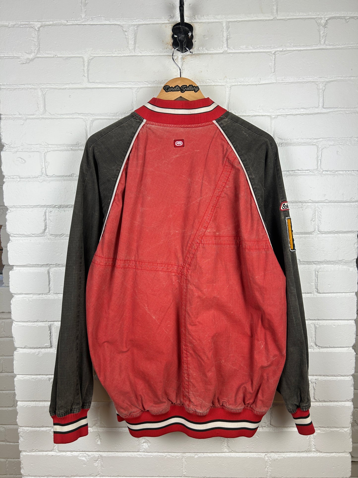 Vintage Y2K Ekko UNLTD Stitched Logo Two Tone Bomber Jacket Size L