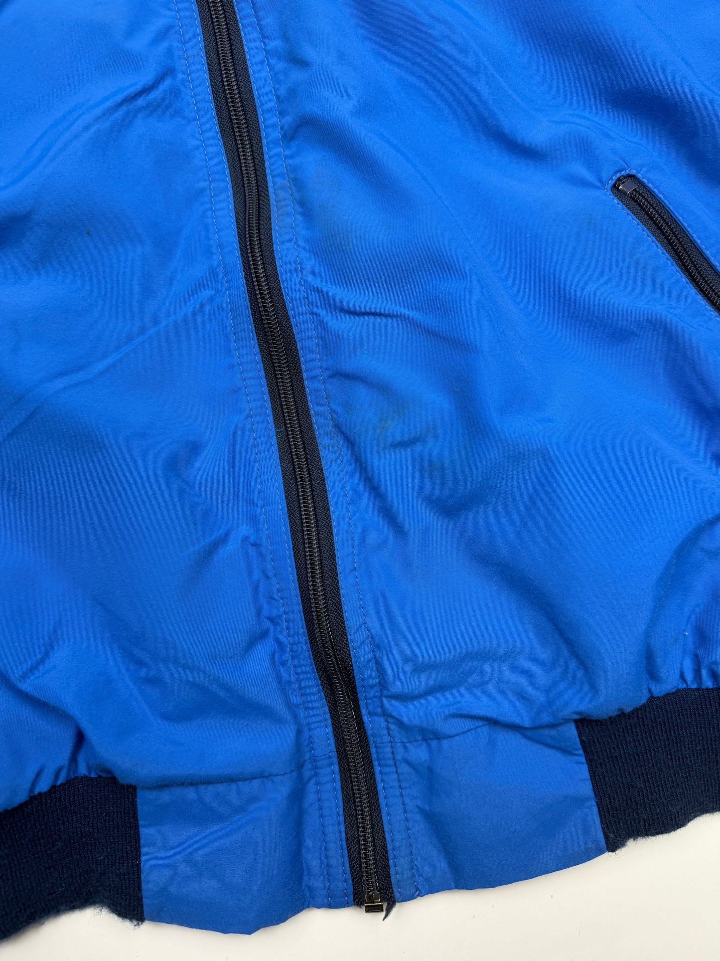 Vintage 90s LL Bean Three Season Fleece Cropped Lined Bomber Jacket Size L Blue