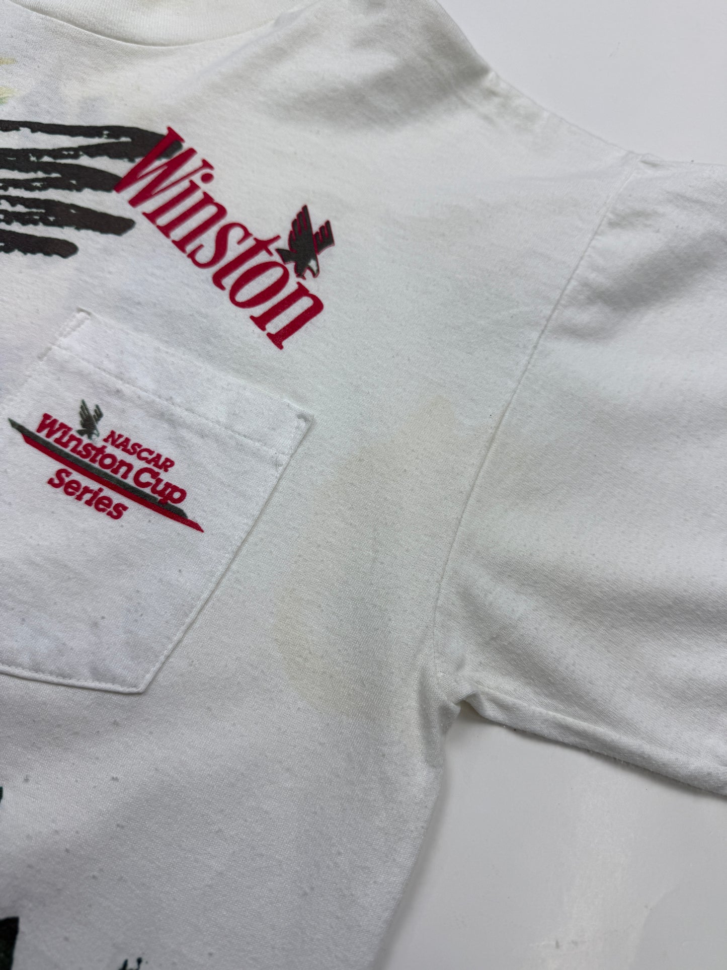 Vintage 1992 NASCAR Winston Cup Series Racing Pop Art Pocket T Shirt Size XL