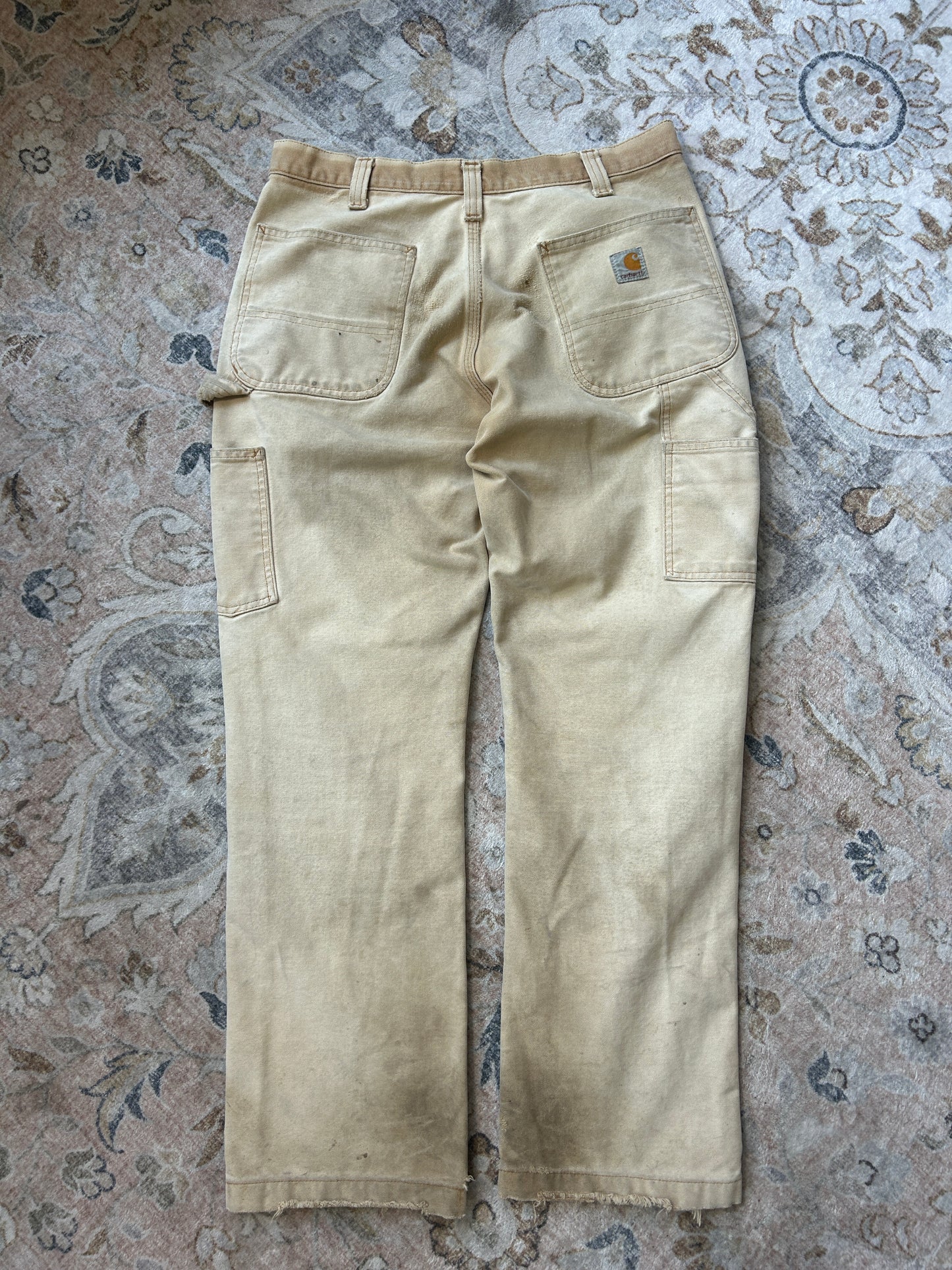 Carhartt Canvas Work-Wear Double Knees Relaxed Fit Pants Size 32W Beige
