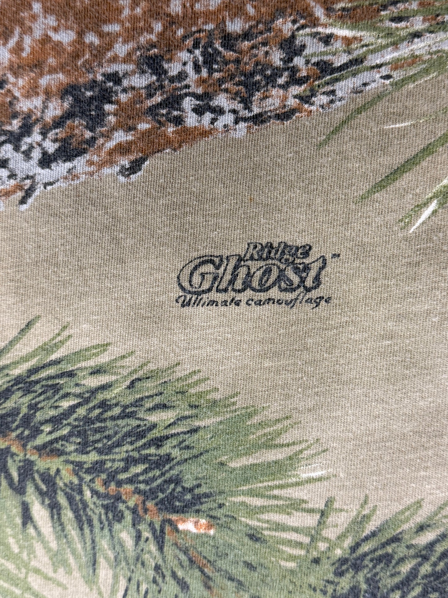 Vintage 90s WFS Element Gear Ridge Ghost Camo Cropped Boxy T Shirt Size L Camoflauge