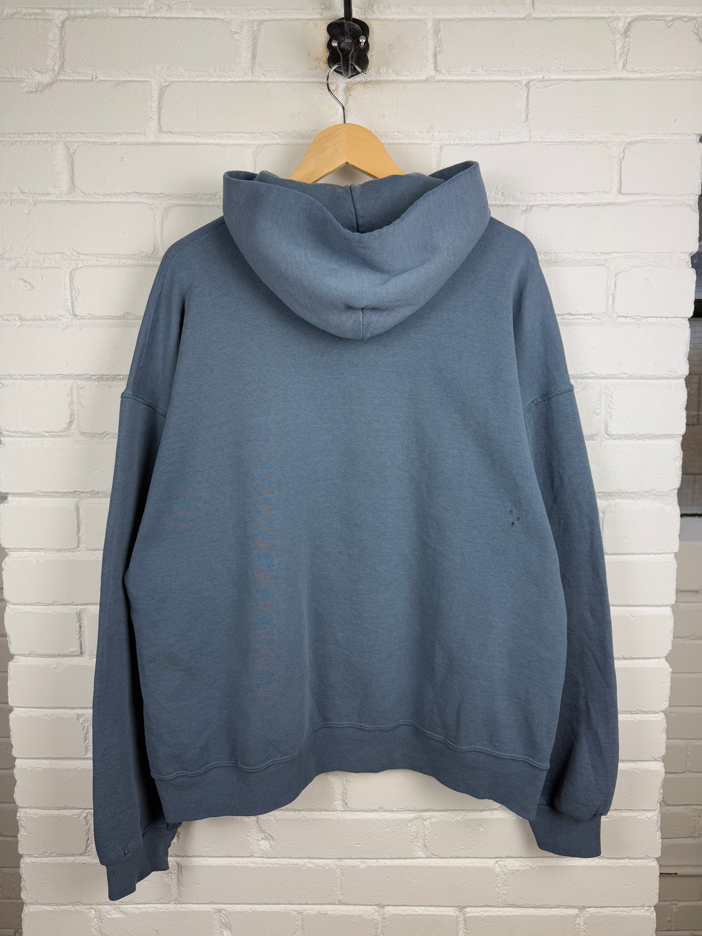Vintage Russell Athletic Cropped Boxy Fit Blank Hooded Sweatshirt Size XXL Powder Blue