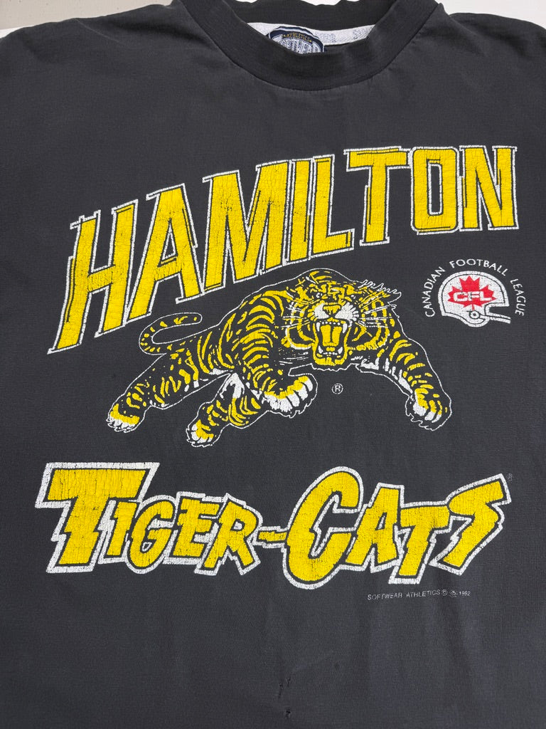 Vintage 1992 Hamilton Tiger-Cats CFL Football Graphic T Shirt Size L 90s