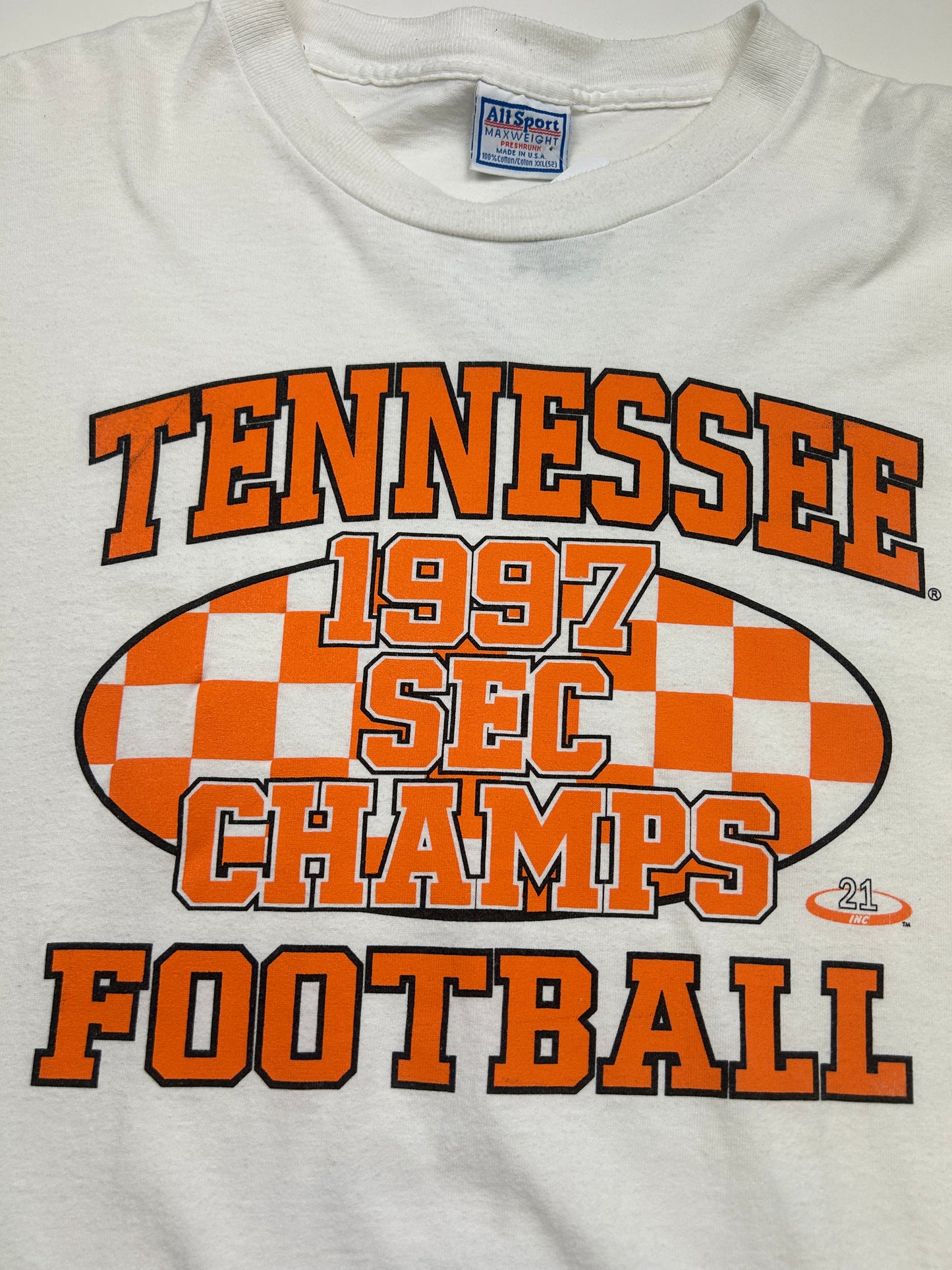 Vintage 1997 Tennese Volunteers SEC Champs NCAA Football Graphic T Shirt Size XXL