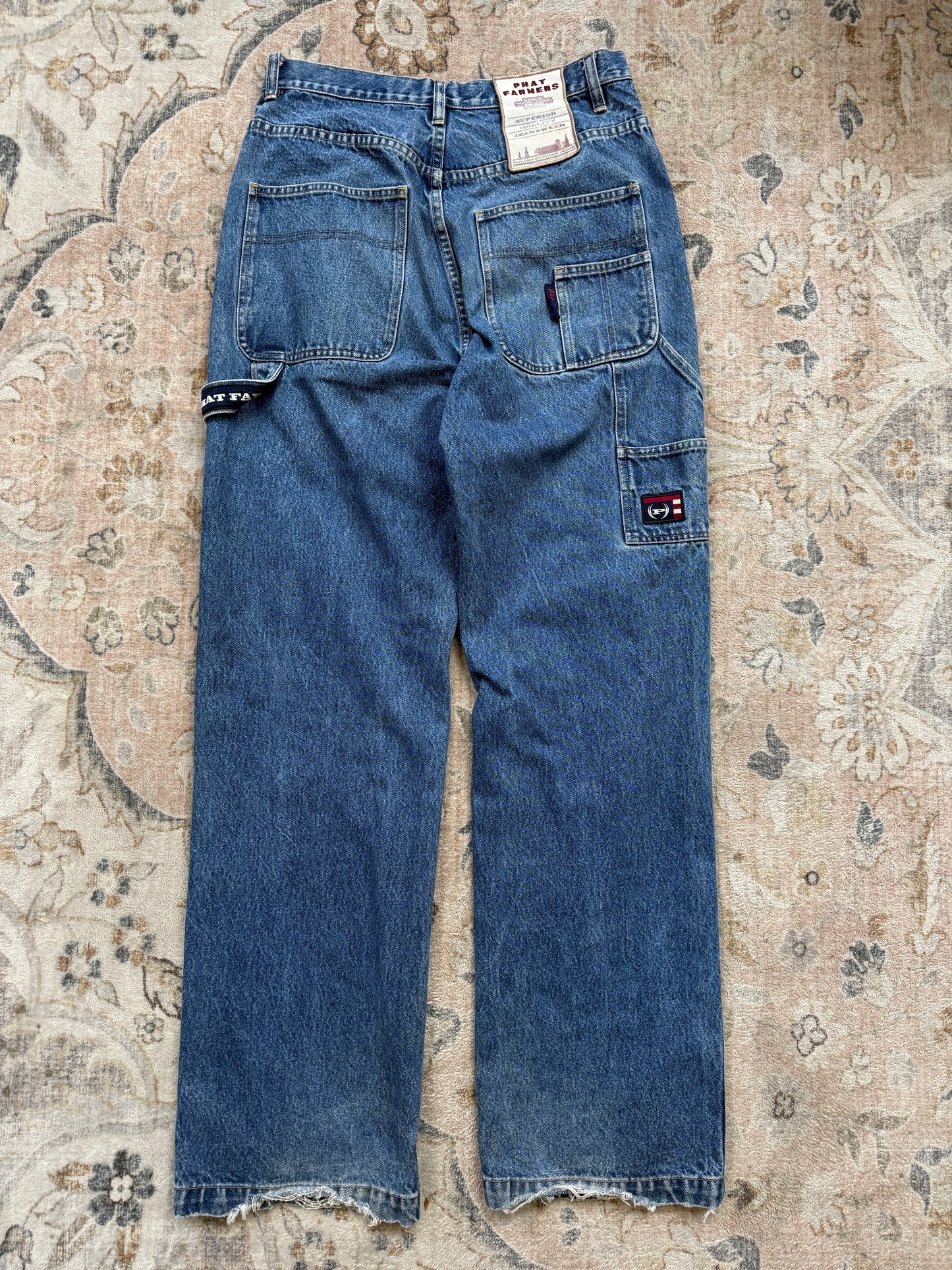 Vintage Y2K Phat Farm Carpenter Style Faded Stonewash Denim Jeans Size 30W