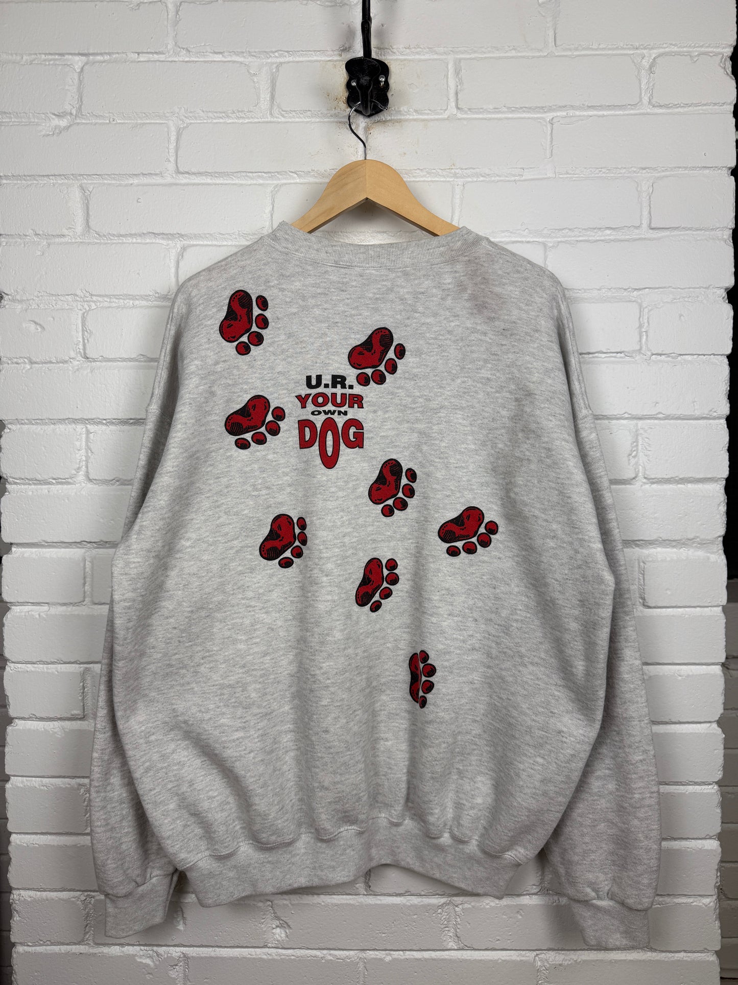 Vintage 90s Red Dog U.R Your Own Dog Paw Print Front & Back Sweatshirt Size XL