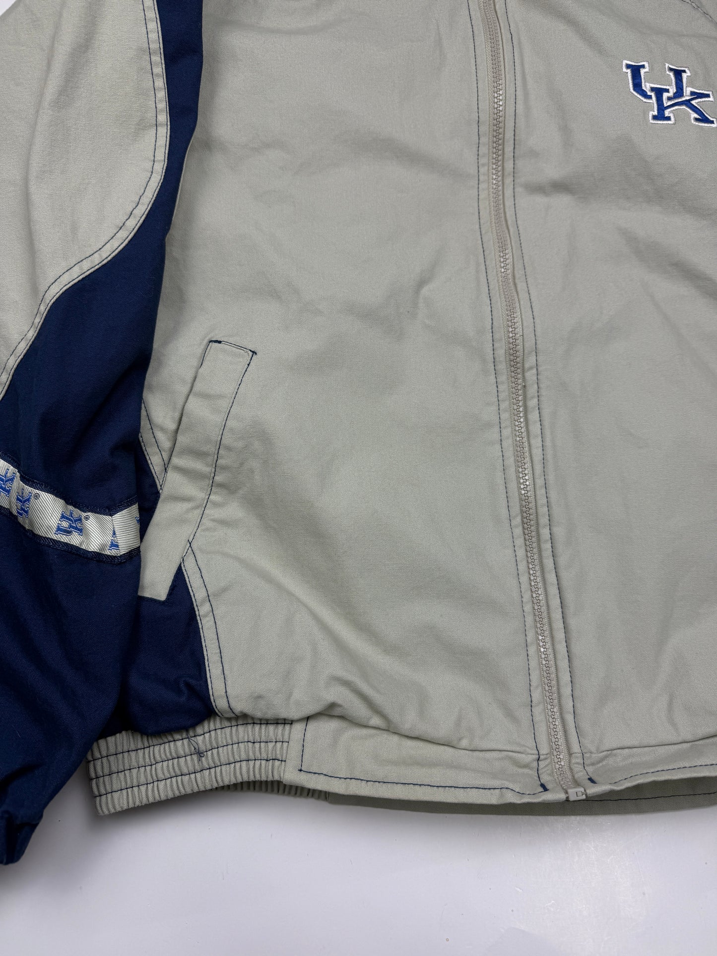 Vintage 90s Kentucky Wildcats UK NCAA Detroit Style Pro Player Light Jacket Size L
