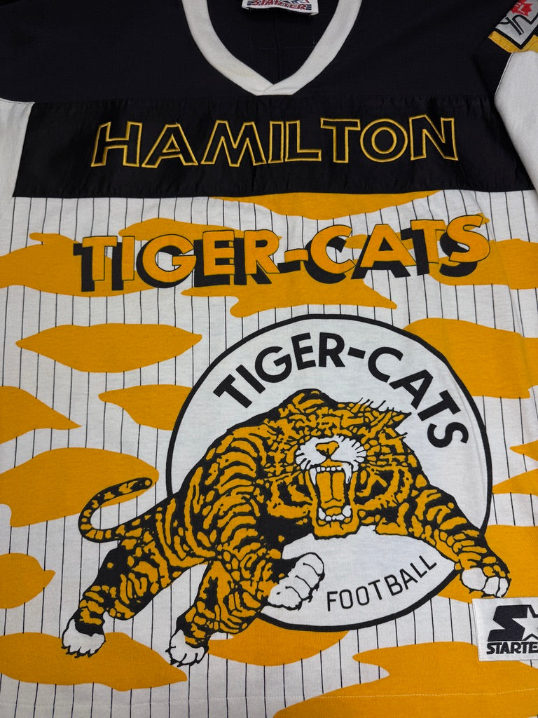 Vintage 80s Hamilton Tiger-Cats Starter All Over Print Football Jersey Size L