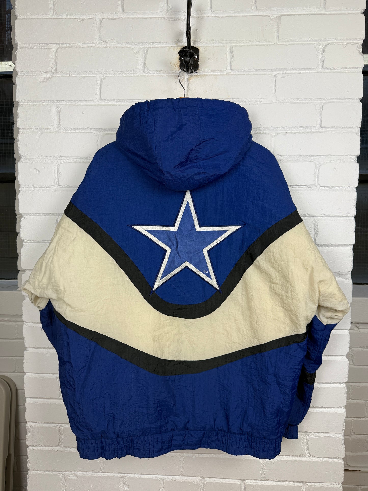 Vintage 90s Dallas Cowboys NFL Pro Line Insulated Nylon Apex One Side Line Jacket Size L