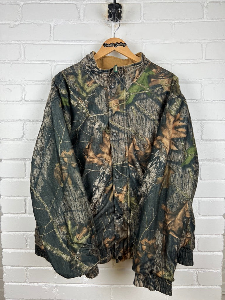 Remington Mossy Oak Break Up Camo Reversible Canvas Insulated Bomber Jacket Size XL