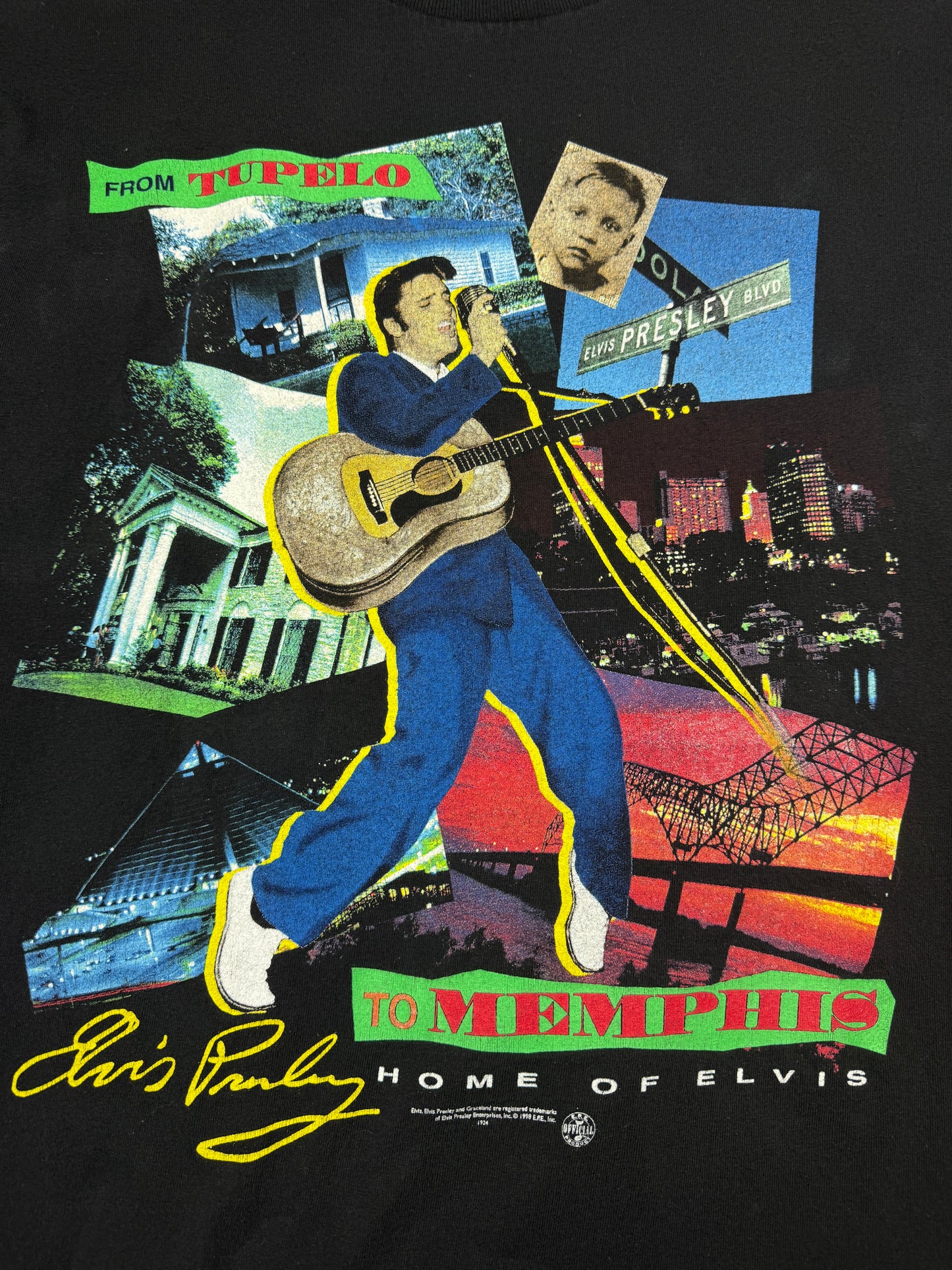 Vintage 1998 Elvis Presley From Tupelo To Memphis King Of Rock And Roll T Shirt Size XL 90s