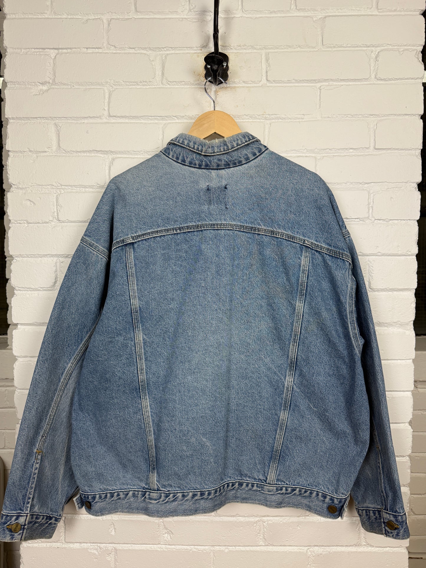 Vintage 90s Carhartt Light Wash Trucker Denim Jean Jacket Size XXL J-12