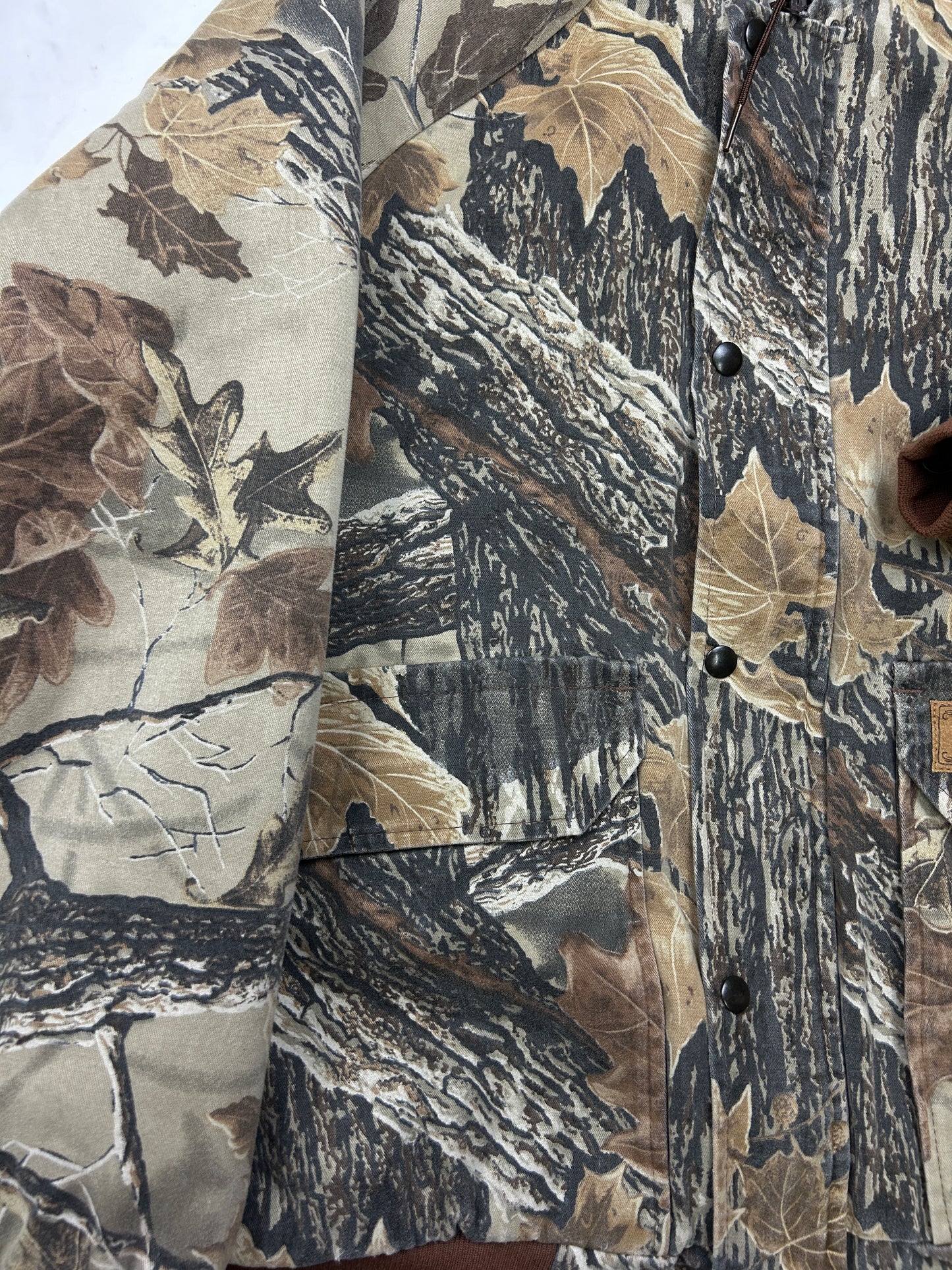 Vintage 90s Duxbak Real Tree Camo Quilted Lined Insulated Hooded Bomber Jacket Size XL
