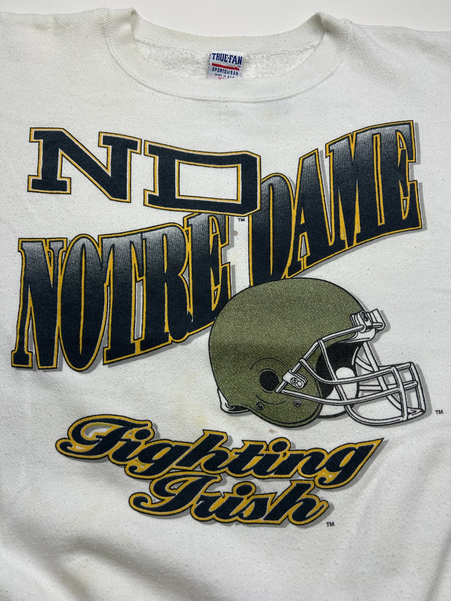 Vintage 90s Notre Dame Fighting Irish Football Spell Out NCAA Sweatshirt Size XXL