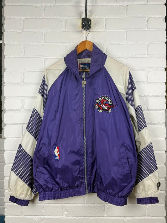 Vintage 90s Toronto Raptors Embroidered Nylon Pro Player Windbreaker Size L