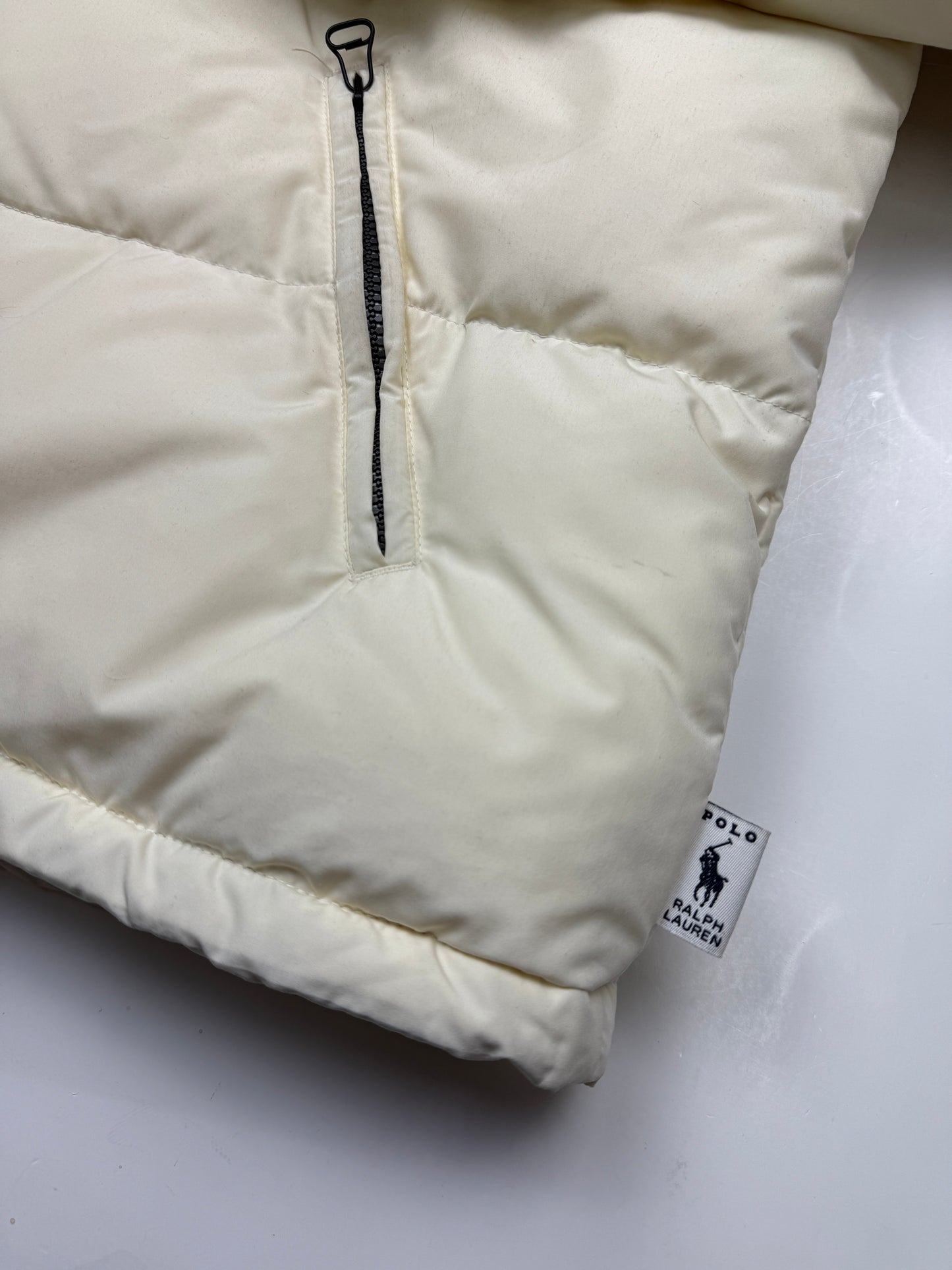 Vintage Polo Ralph Lauren Fleece Lined Insulated Down Puffer Jacket Size XXL White