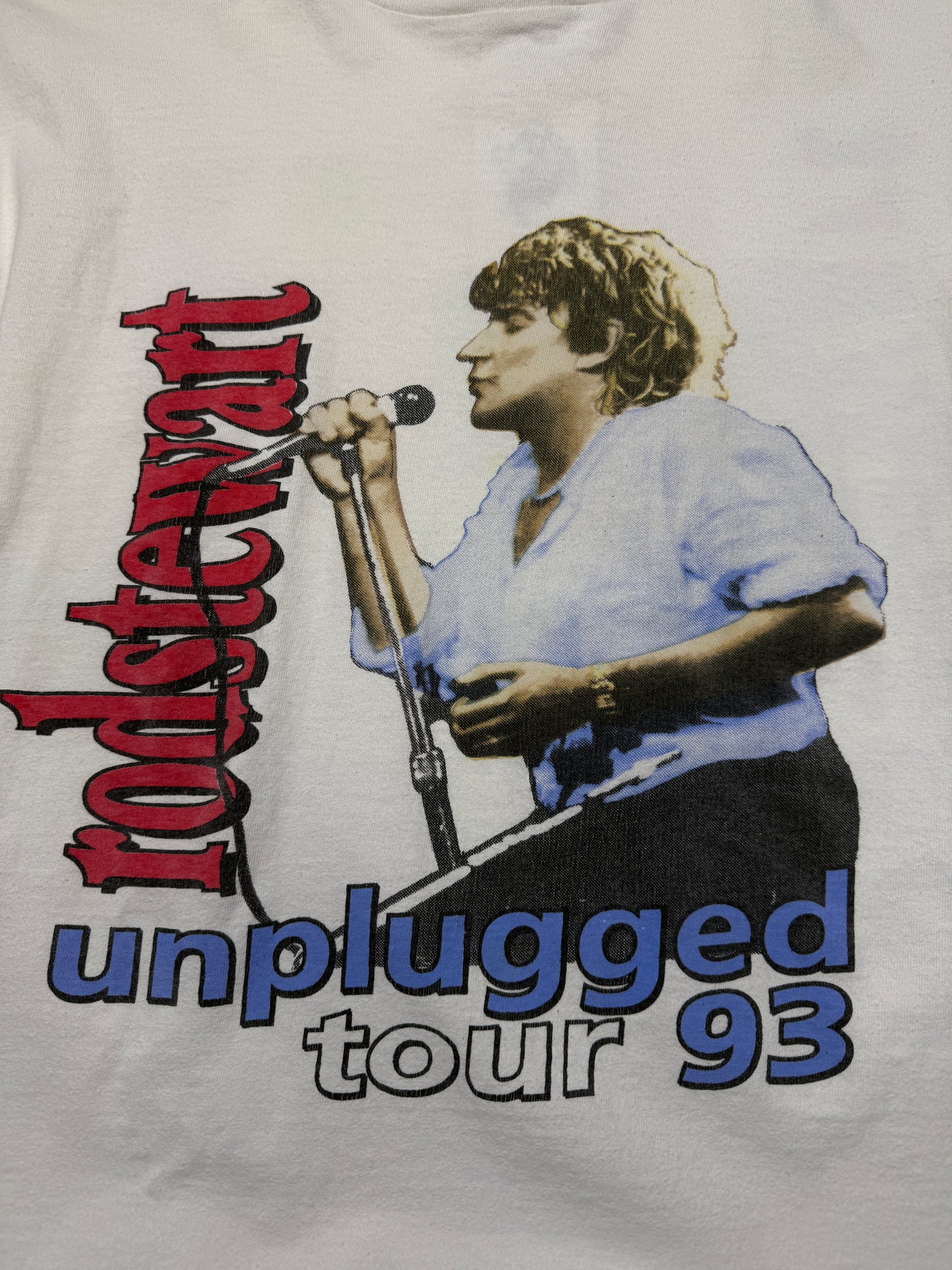 Vintage 1993 Rod Stewart Unplugged Tour Parking Lot Band Music T Shirt Size L 90s
