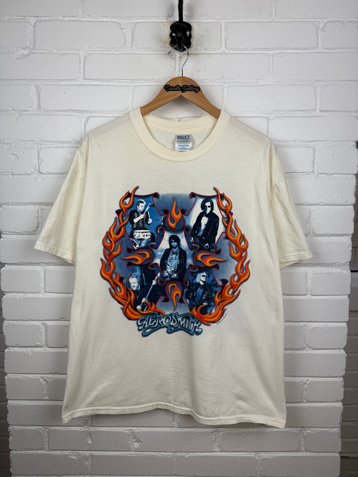 Vintage 2003 Aerosmith Rock And Roll Flames Tour Band T Shirt Size XL