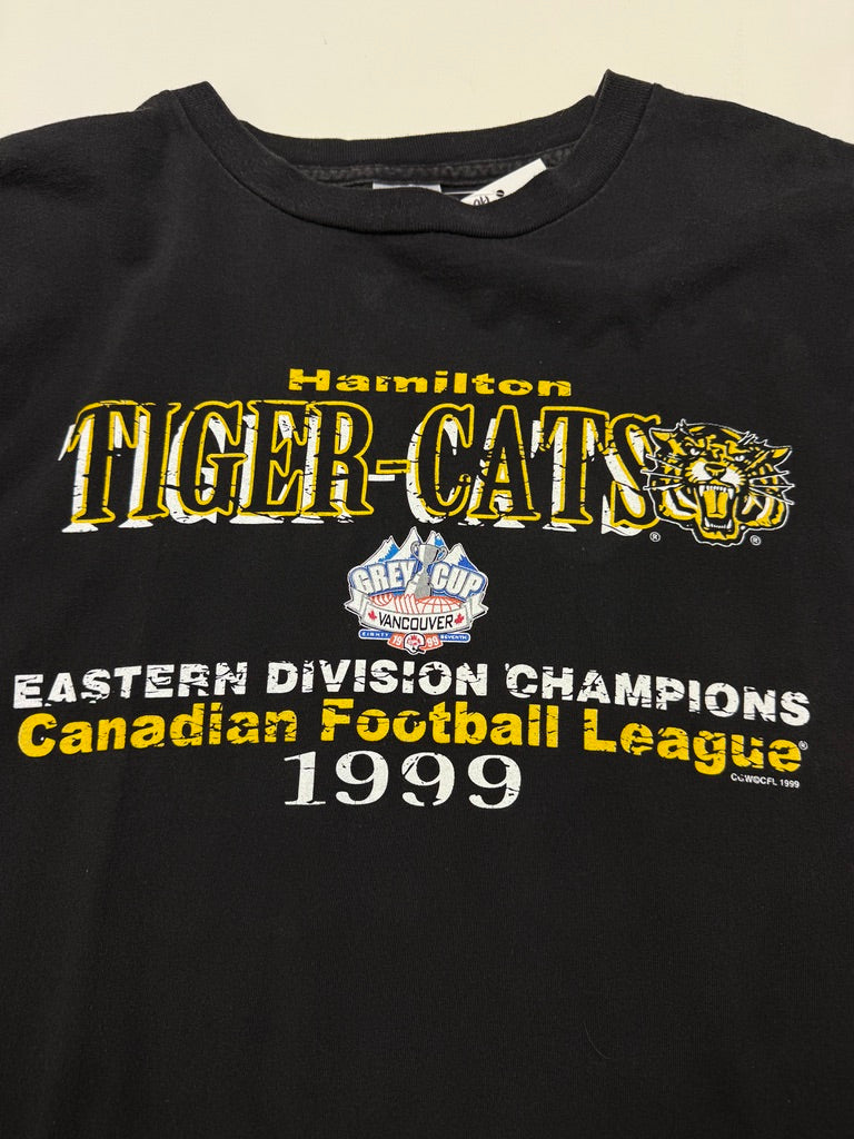 Vintage 1999 Hamilton Tiger Cats Eastern Division Champs Football Graphic T Shirt Size L