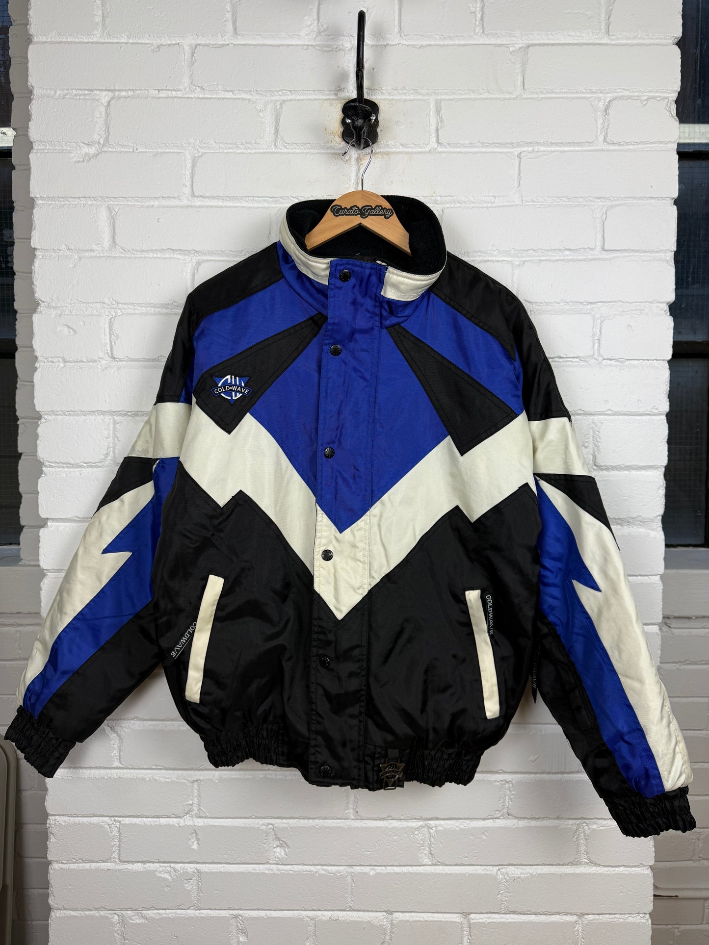 Vintage 90s Cold Wave Quilted Lined Snowmobile Jagged Edge Shockwave Insulated Jacket Size M