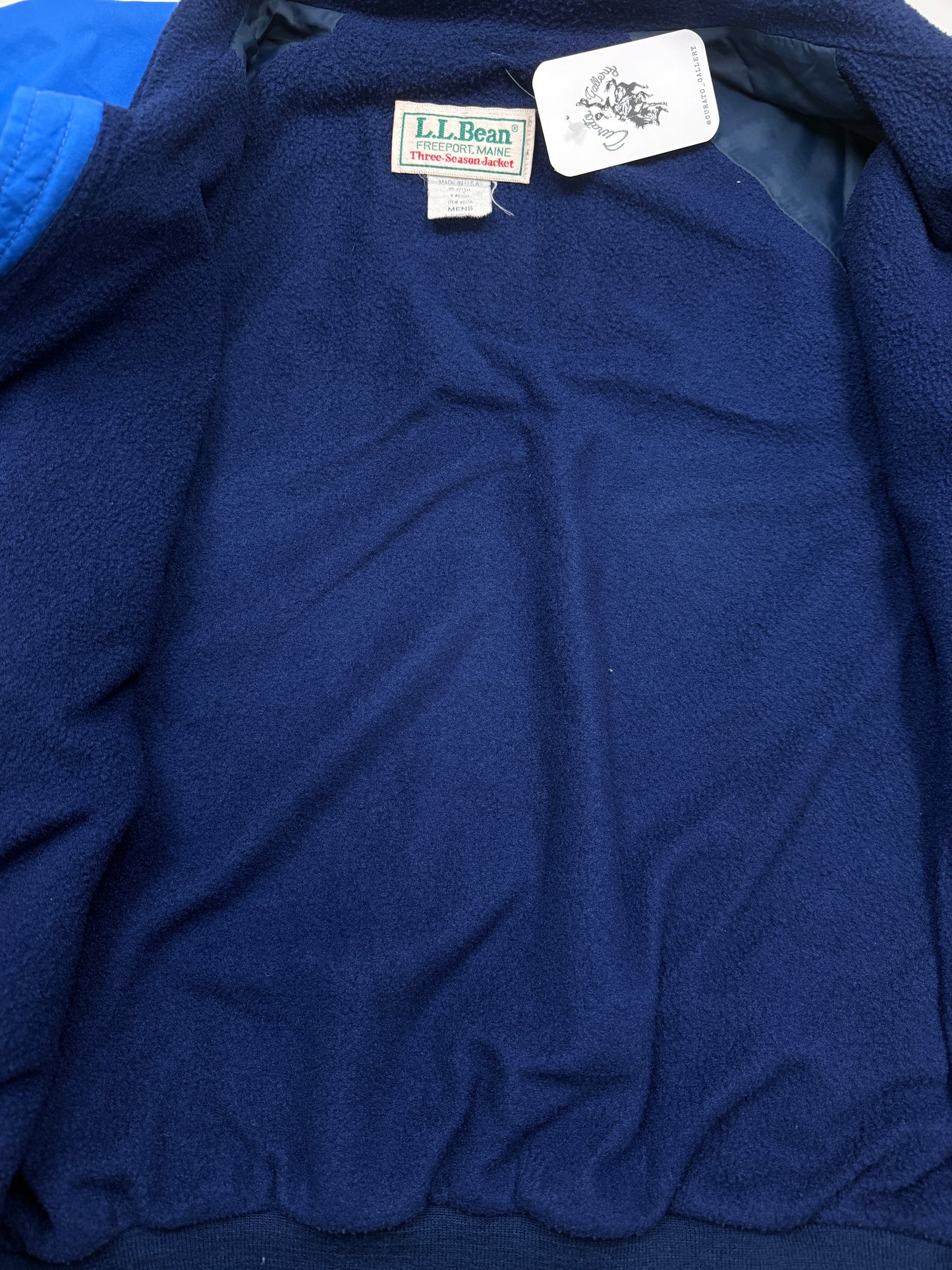 Vintage 90s LL Bean Three Season Fleece Cropped Lined Bomber Jacket Size L Blue