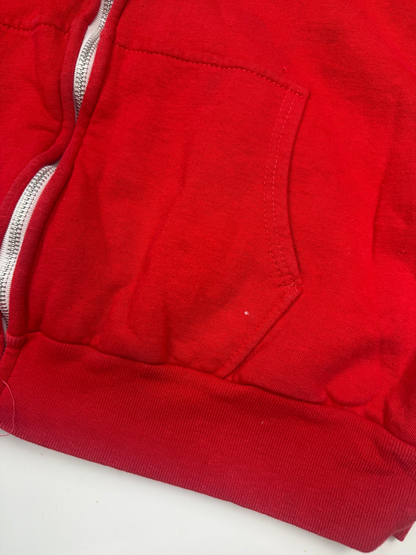Vintage 80s Lifetrends Thermal Lined Blank Full Zip Hooded Sweatshirt Size L Red