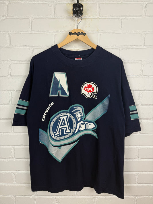 Vintage 1996 Toronto Argonauts CFL All Over Print T Shirt Size L 90s