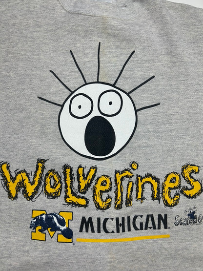 Vintage 1993 Michigan Wolverines Scared Guy NCAA Collegiate Sweatshirt Size Large 90s