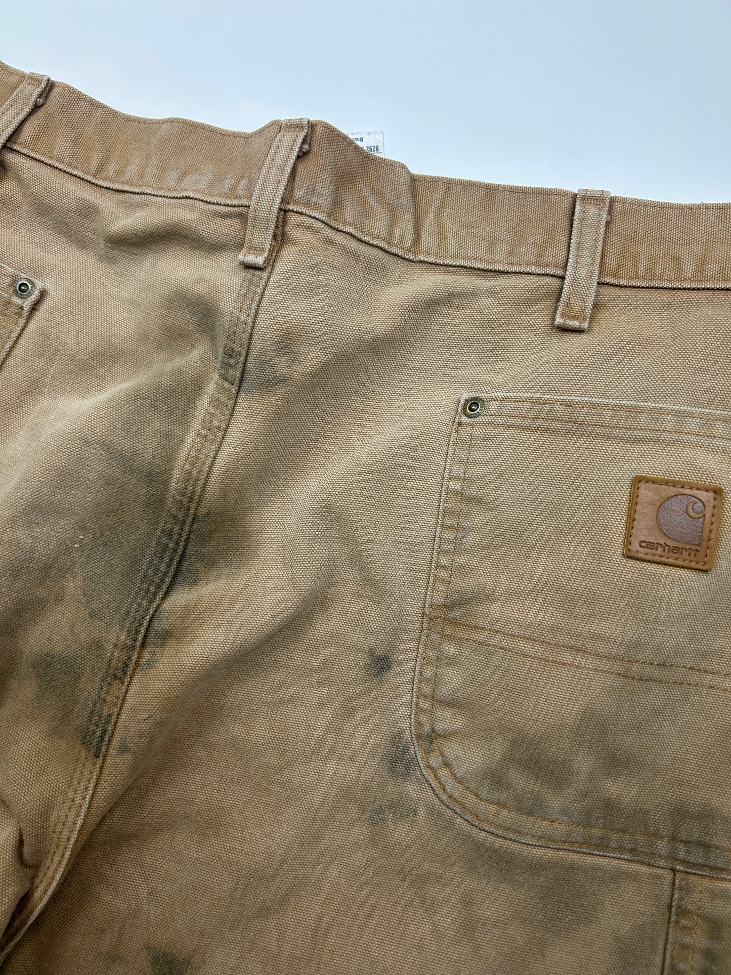 Carhartt Canvas Work-Wear Double Knee Dungaree Fit Pants Size 40W Beige B292