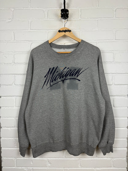 Vintage Michigan Wolverines NCAA Embroidered Script Crewneck Sweatshirt Size XL