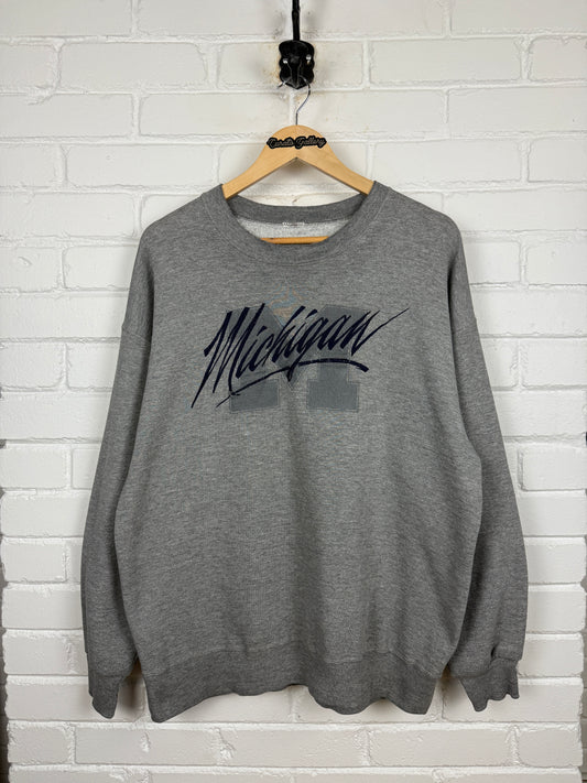 Vintage Michigan Wolverines NCAA Embroidered Script Crewneck Sweatshirt Size XL