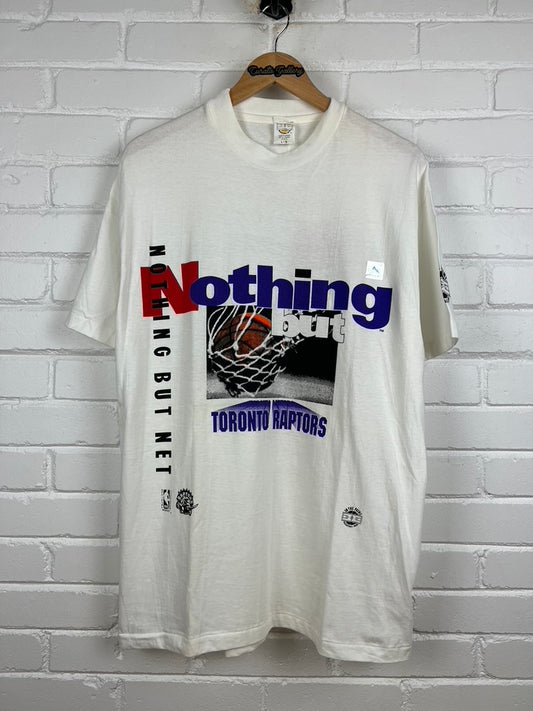Vintage 1994 Toronto Raptors Nothing But Net In The Paint NBA Basketball T Shirt Size L 90s