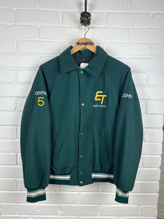 Vintage 90s Cordoroy Insulated Embroidered Varsity Letterman Jacket Size M