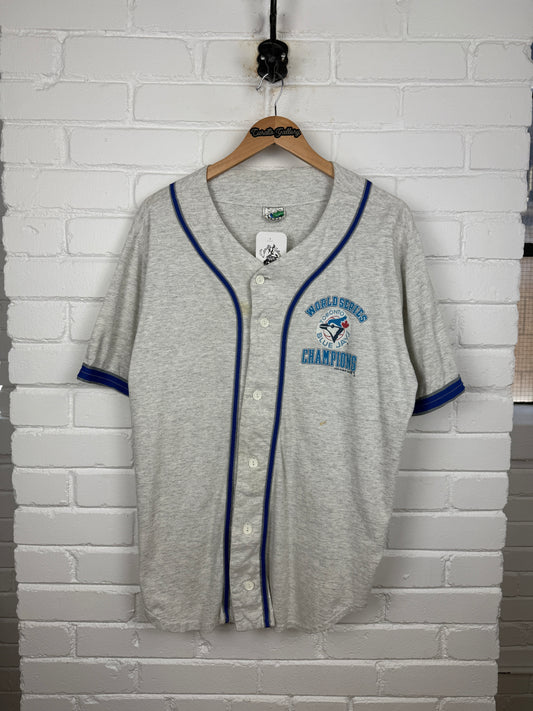 Vintage 1992 Toronto Blue Jays World Series Champions MLB Baseball Jersey Size L