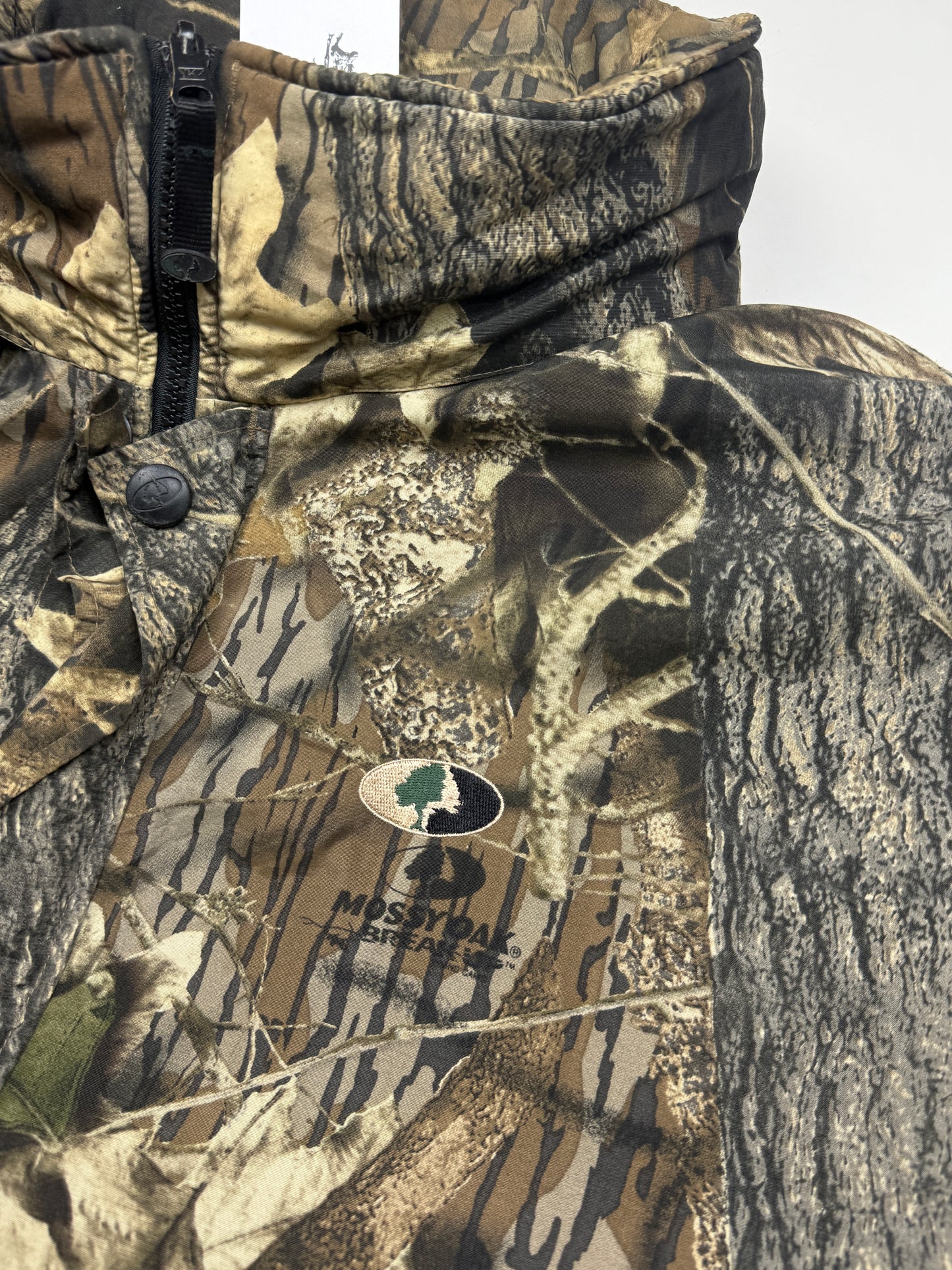 Vintage Mossy Oak Break Up Tree Camo Nylon Fleece Reversible Convertible Vest Jacket Size XXL