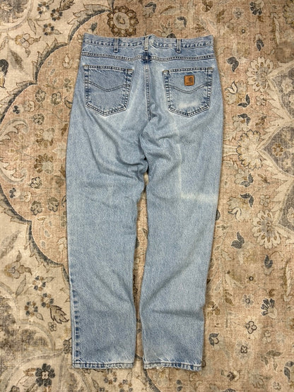 Carhartt Denim Work Wear Traditional Fit Light Stone Wash Pants Size 36W