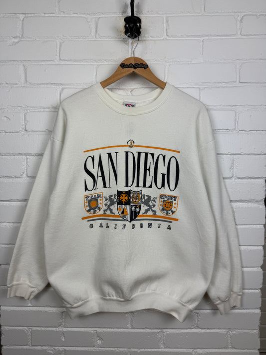 Vintage 90s San Diego California Spell Out Crest Graphic Sweatshirt Size XL