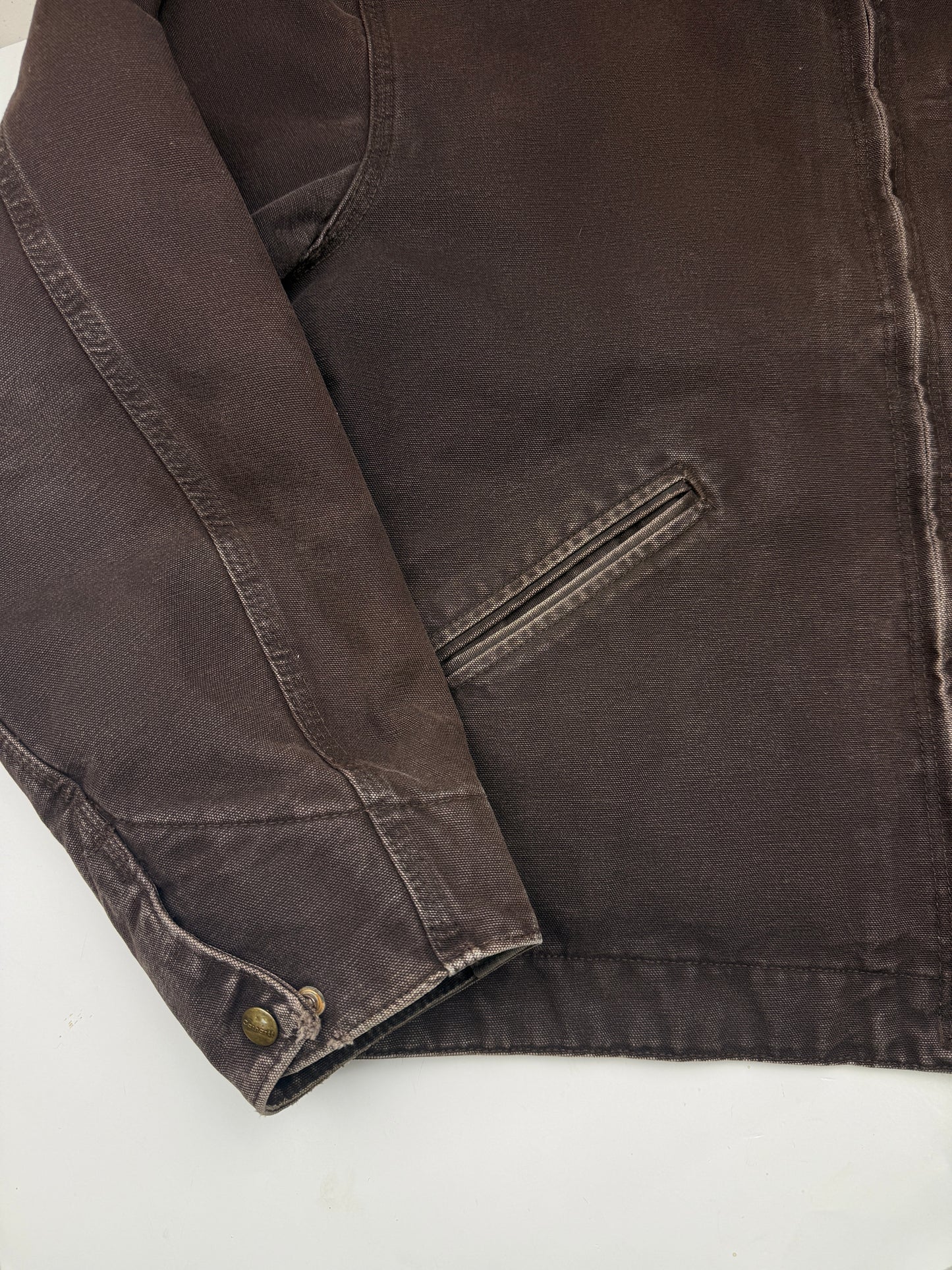 Vintage Carhartt Blanket Lined Brown Canvas Detroit Cropped Jacket Size XL J97 DKB