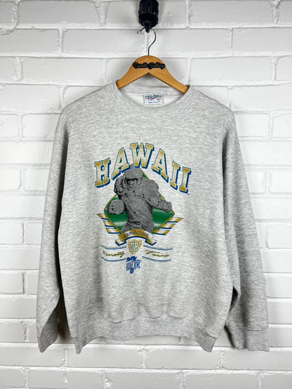 Vintage 1992 Hawaii Rainbows Holiday Bowl NCAA Football Collegiate Sweatshirt Size L 90s
