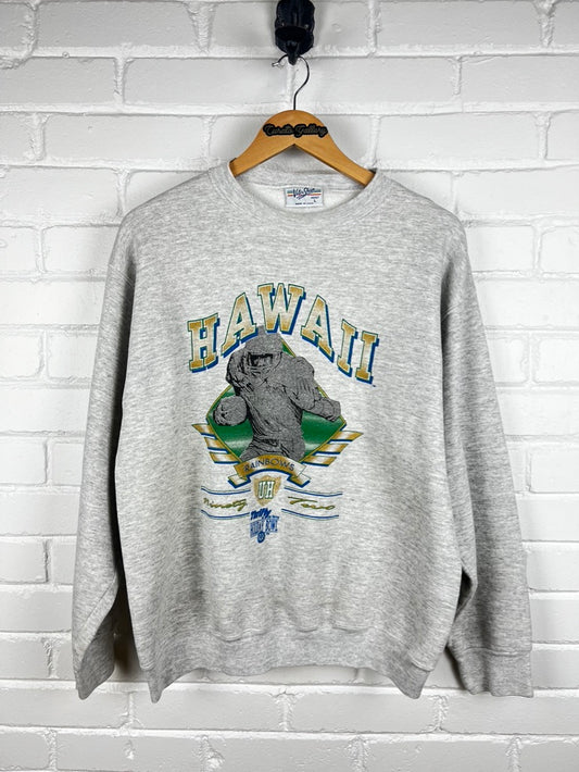 Vintage 1992 Hawaii Rainbows Holiday Bowl NCAA Football Collegiate Sweatshirt Size L 90s