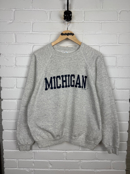 Vintage 80s/90s Michigan Wolverines NCAA Spell Out Collegiate Crewneck Sweatshirt Size XL