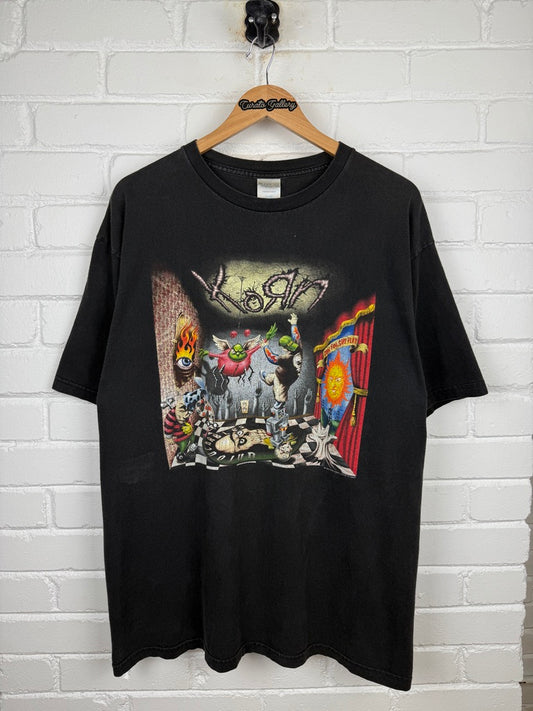 Vintage 2002 Korn Untouchables Abstract Art Nu Metal Band T Shirt Size XL Y2K