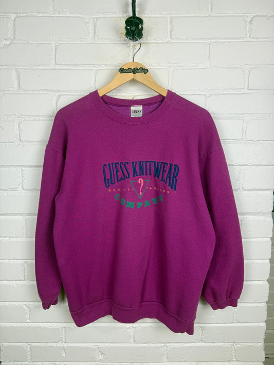 Vintage 80s/90s Guess Knitwear Georges Marciano Embroidered Spell Out Sweatshirt Size L