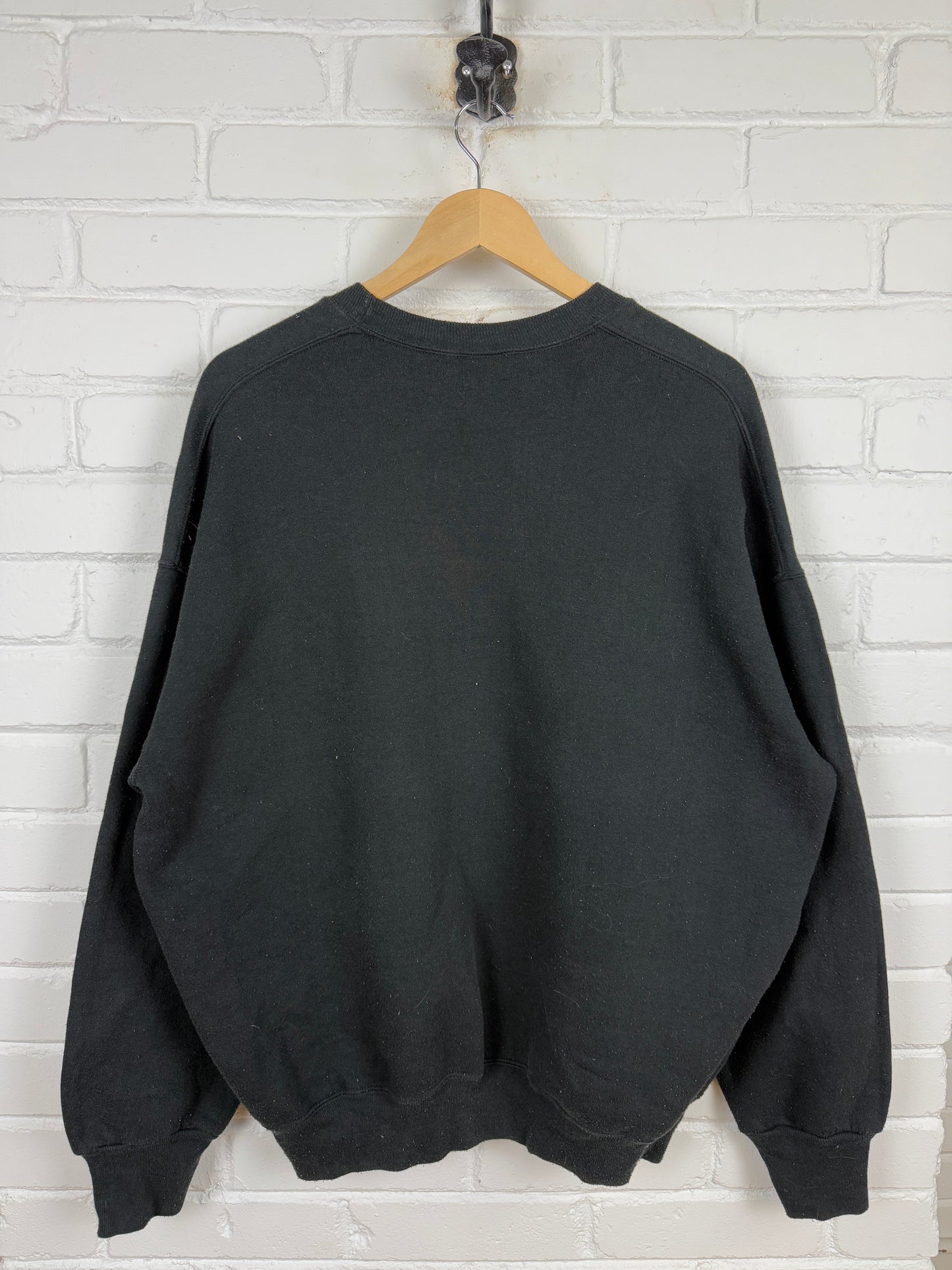 Vintage 90s Russell Athletic Cropped Boxy Fit Blank Crewneck Sweatshirt Size XXL Black