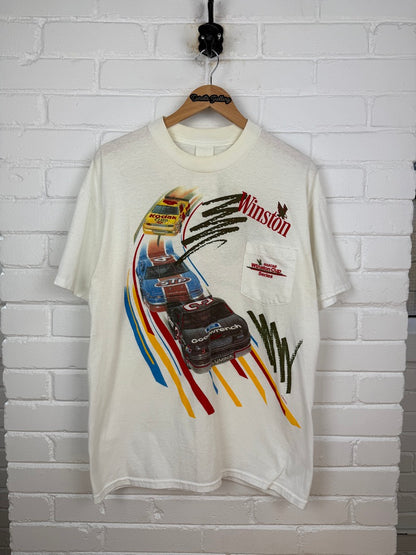 Vintage 1992 NASCAR Winston Cup Series Racing Pop Art Pocket T Shirt Size XL