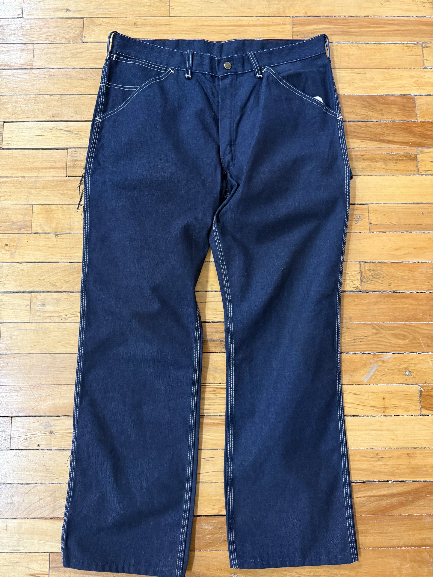 Vintage 60s/70s Sears Perma-Prest Carpenter Pants Denim Blue Jeans Size 35W